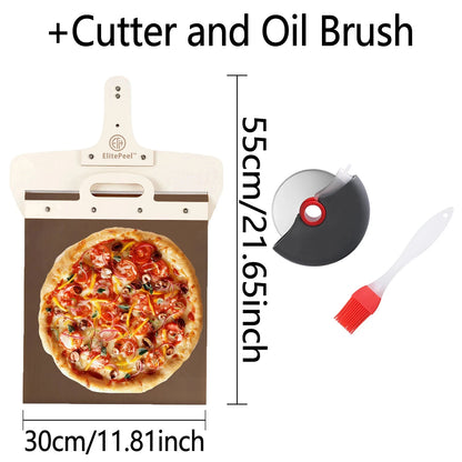 55*35cm Sliding Pizza Peel Shovel Removable Wooden Handle Pizza Spatula