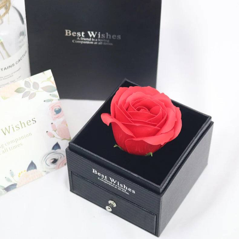 Luxury Love Heart Zircon Necklace With Rose Flower Gifts Box For Women Valentine Jewelry Gift