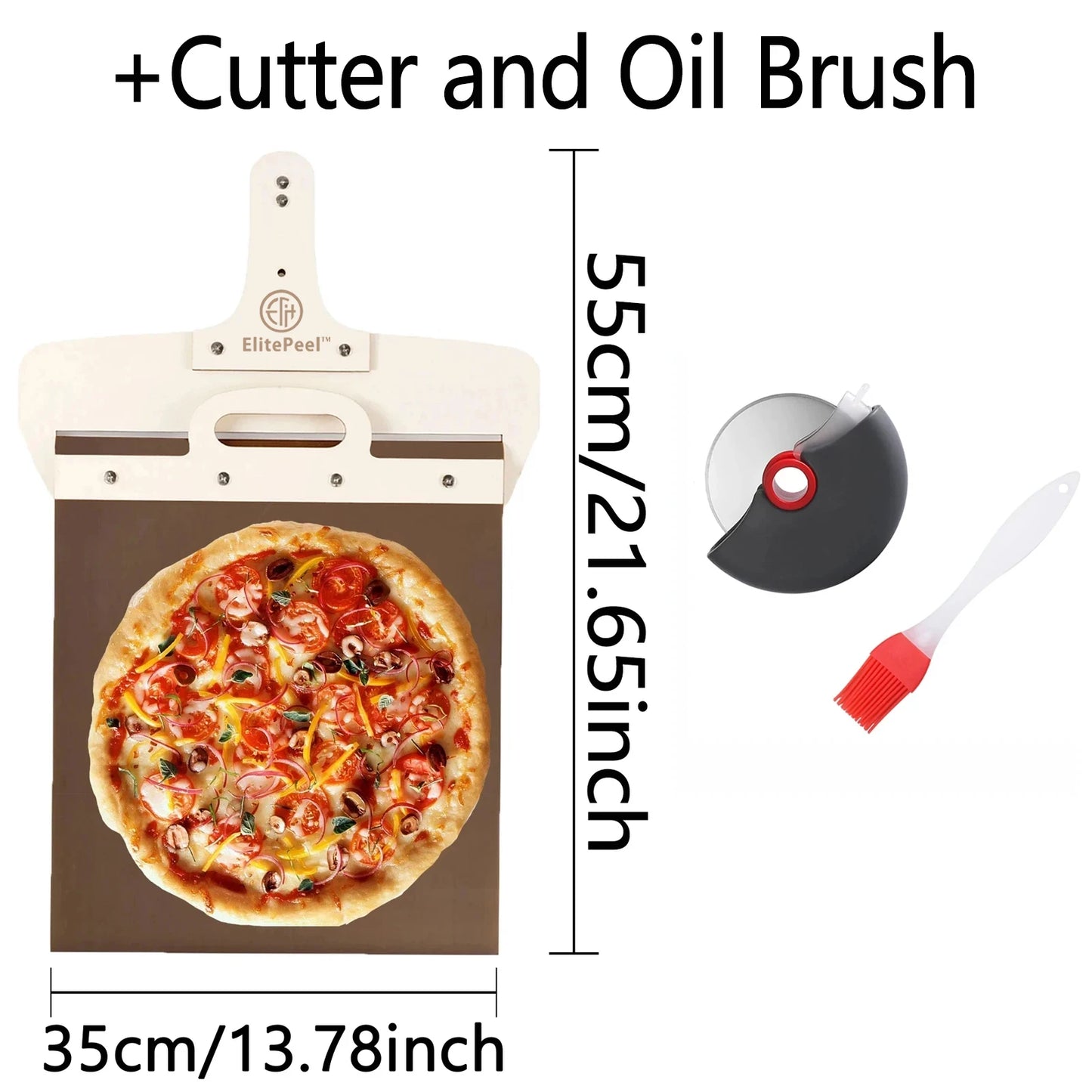 55*35cm Sliding Pizza Peel Shovel Removable Wooden Handle Pizza Spatula